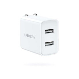 UGREEN usb充電器 2ポート USBフルスピード充電器 ACアダプター【3.1A PSE認証済み 折りたたみ式プラグ】 iPad/iphone17/ XR Xs Max X 8 7 6S、Xiaomi、Google Pixel、Galaxy A10 A20 など対応