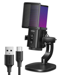 UGREEN �R���f���T�[�}�C�N �Q�[�~���O�}�C�N PC/���}�C�N RGB���C�e�B���O �P��w���� �m�C�Y�ጸ �����^�b�`�~���[�g 7RGB���C�e�B���O���[�h YouTube�p/���ʐM�E�Q�[�������p/Skype/LINE ������