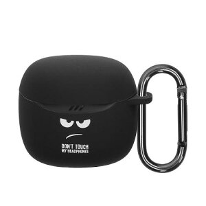 kwmobile �ی�P�[�X JBL Tune Flex 2�Ή� �P�[�X - �ϏՌ� �V���R�� �P�[�X�J�o�[ Don't touch my headphones�f�U�C��