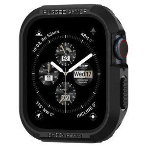 Spigen Apple Watch �P�[�X 41mm 40mmApple Watch SE3/9/8/7/SE2/SE/6/5/4 �Ή����� �Ռ��z�� ���h�~ �ϏՌ� �ی�J�o�[ �A�b�v���E�H�b�`�P�[�X ���M�b�h�E�A�[�}�[ 061CS24480 (�u���b�N)