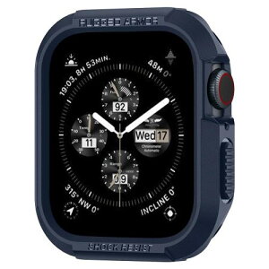 Spigen Apple Watch �P�[�X 45mm / 44mm Series 7 / Series SE/Series 6 / Series 5 / Series 4 �Ή� ���� �Ռ� �z�� �^�t�l�X�f�U�C�� �ی�J�o�[ ���M�b�h�E�A�[�}�[ ACS02224 (�l�C�r�[�E�u���[)