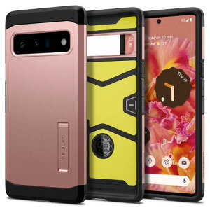 Spigen Pixel6 Pro �P�[�X �ϏՌ� �X�^���h�@�\ �ČRMIL�K�i�擾 �O�d�\�� �Ռ� �z�� �^�t�E�A�[�}�[ ACS03463 (���[�Y�E�S�[���h)