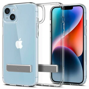 Spigen iPhone14Plus �P�[�X �N���A �L�b�N�X�^���h�t�� �ČRMIL�K�i�擾 ���菝�h�~ ���΂ݖ��� TPU �o���p�[ �E���g���E�n�C�u���b�hS ACS04905 (�N���X�^���E�N���A)