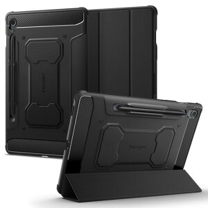 Spigen Galaxy Tab S10 Lite Galaxy S9 FE �P�[�X �Ռ��z�� �ϏՌ� �ی�J�o�[ �G�A�E�N�b�V���� �ČRMIL�K�i �X�^���h �����h�~ ���M�b�h�E�A�[�}�[�E�v�� ACS06857 (�u���b�N)