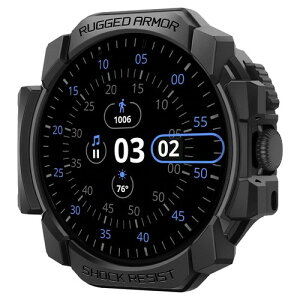 Spigen Google Pixel Watch 3 45mm �P�[�X ���� �Ռ� �z�� �^�t�l�X�f�U�C�� ���菝 �h�~ �ϏՌ� �ی�J�o�[ ���M�b�h�E�A�[�}�[ ACS07597 (�}�b�g�E�u���b�N)