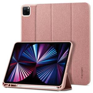 Spigen iPad Pro 11�C���` �P�[�X (2022 2021 2020 2018)�p ��4/3/2/1/����Ή� �J�o�[ �X�^���h Apple Pencil���[ �ϏՌ� ���菝�h�~ �t�@�u���b�N �J�o�[ �Ռ� �z�� �A�[�o���t�B�b�g ACS01055 (���[�Y�E�S�[��