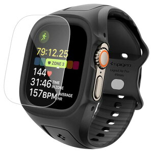 Spigen Apple Watch Ultra 4/3/2/1 49mm ��̌^�o���h TPU+�K���X ���L�b�h�E�G�A�E�v�� (�u���b�N)