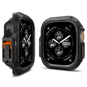 Spigen Apple Watch Ultra 4/3/2/1 49mm �P�[�X ���b�N�@�\ �����h�~ ���b�N�E�t�B�b�g (�u���b�N)