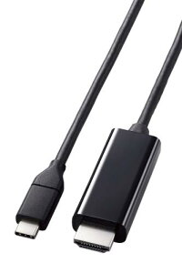 �G���R�� USB Type C - HDMI �ϊ��P�[�u�� 2m ���炩 4K2K (3840×2160/60Hz) �}���`�f�B�X�v���C�E�~���[�����O�Ή� �yiPhone/Google Pixel/Xperia/Galaxy/iPad/Surface�ȂǂɑΉ��z �u���b�N ECMPA-CHDMIY20B