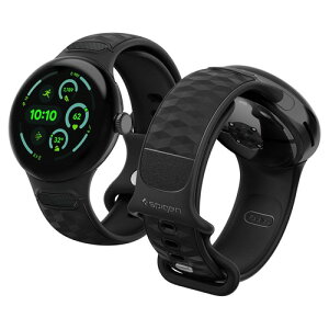 Spigen Parallax for Google Pixel Watch 4/3 45mm�o���h, �}�b�g�u���b�N, Large, ���_��