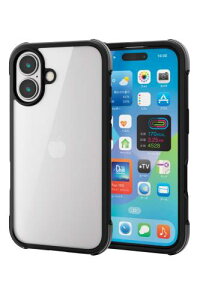 �G���R�� iPhone 16 �P�[�X �w�ʃN���A �ϏՌ� �Ռ��z�� �y�� �n�C�u���b�h 4�p�G�A�[�N�b�V���� MUBRAIN ���C�����X�[�d�Ή� �u���b�N×�N���A�u���b�N PM-A24AHVAIRBK