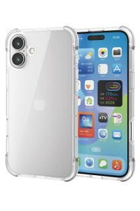 �G���R�� iPhone 16 Plus �P�[�X �w�ʃN���A �ϏՌ� �Ռ��z�� �y�� �n�C�u���b�h 4�p�G�A�[�N�b�V���� ���C�����X�[�d�Ή� MUBRAIN �N���A×�N���A PM-A24BHVAIRCR