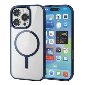 �G���R�� iPhone 16 Pro �P�[�X �N���A �}�O�l�b�g MAGKEEP �n�C�u���b�h ���C�����X�[�d�Ή� 4�p�G�A�[�N�b�V���� �l�C�r�[ PM-A24CMAG03NV
