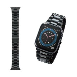 �G���R�� Apple Watch (�A�b�v���E�H�b�`) �o���h 49mm 45mm 44mm 42mm [Apple Watch Ultra 3 2, 11 10 9 8 7 SE2 SE 6 5 4 3 2 1 �Ή�] �X�e�����X �Z���~�b�N 3�A�^�C�v ���������� �����H��t�� �u���b�N AW-44BDCE3BK