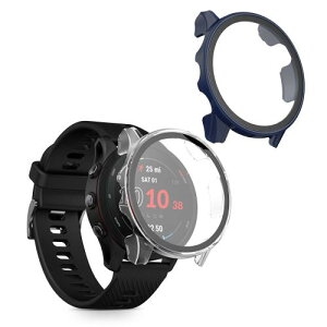 kwmobile 2x �P�[�X Garmin Forerunner 255 / 255 Music�Ή� �J�o�[ - �t���{�f�B �K���X �ϏՌ� �����^ ���F/����