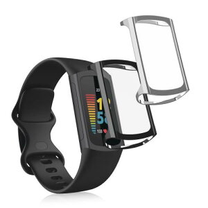 kwmobile 2x �P�[�X Fitbit Charge 6 / 5�Ή� �J�o�[ - �t���J�o�[ �V���R�� �ϏՌ� �S�̕ی� �V���o�[/ �V���o�[ / �_�[�N�O���[ / ���F / �V���o�[ �V���o�[/�_�[�N�O���[ ���F/�V���o�[