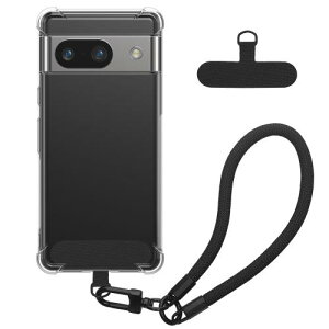 Crystal Case with Corner Protector and detachable Wrist Strap for Google Pi el Transparent/Black