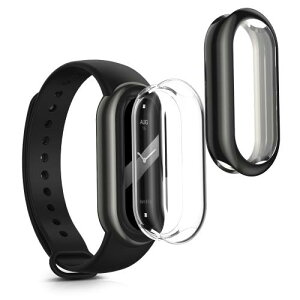 kwmobile 2x �P�[�X Xiaomi Mi Band 10 / Smart Band 10�Ή� �J�o�[ - �t���J�o�[ �V���R�� �ϏՌ� �S�̕ی� ���F/�V���o�[