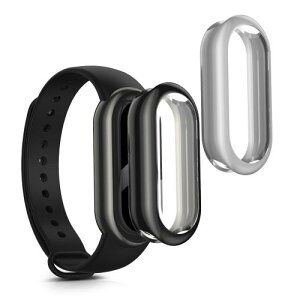 kwmobile 2x �P�[�X Xiaomi Mi Band 10 / Smart Band 10�Ή� �J�o�[ - �t���J�o�[ �V���R�� �ϏՌ� �S�̕ی� ���F/�V���o�[