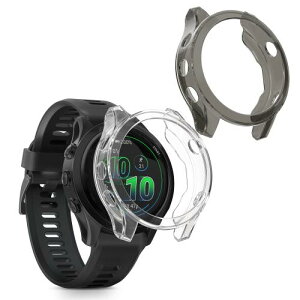 kwmobile 2x �P�[�X Garmin Forerunner 570 42mm�Ή� �J�o�[ - �ϏՌ� �S�ʕی� TPU �y�� - �N���A ���� ���F/���� ���F / ����