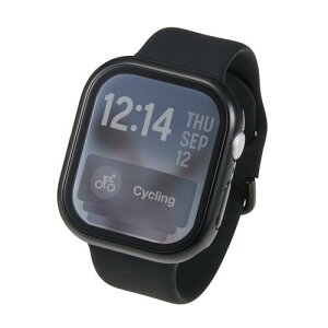 �G���R�� Apple Watch �ی�P�[�X 46mm [Apple Watch Series 11/10 �Ή�] �t���J�o�[ ���^���b�N�f�U�C�� �v���~�A���K���X 10H ���� �w��h�~ ��U�h�~ �u���b�N AW-25AFCGPBK