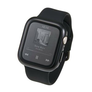 �G���R�� Apple Watch �ی�P�[�X 44mm [Apple Watch SE3/SE2/SE �Ή�] �t���J�o�[ ���^���b�N�f�U�C�� �v���~�A���K���X 10H ���� �w��h�~ ��U�h�~ �u���b�N AW-25DFCGPBK