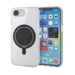 �G���R�� iPhone 16e �P�[�X �N���A ���� �ϏՌ� �Ռ��z�� �w�ʏ����h�~ �}�O�l�b�g ���C�����X�[�d�Ή� �����Y�ی� MAGKEEP �N���A×�u���b�N PM-A25SMAGSTBK2