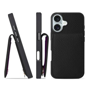 HANATORA for iPhone 16 �P�[�X �o���p�[�^ �{�v �X�}�z�P�[�X �X�}�z �J�[�h�|�P�b�g �X�^���h �V�����_�[�X�g���b�v �t�� �V�������N�J�[�t���U�[ �u���b�N SCPG-16-Black �M�t�g �a���� ���� �j�� ��
