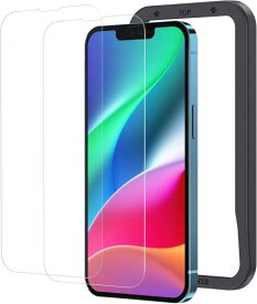 NIMASO ガラスフィルム iPhone 17e/iPhone 16e/iPhone 14/iPhone 13/iPhone 13 Pro用 保護フィルム 強化ガラス 耐衝撃 高透過率 指紋防止 貼りやすい ガイド枠付き いPhone 17e/16e/14/13/13Pro 対応(6.1インチ) 2枚セッ