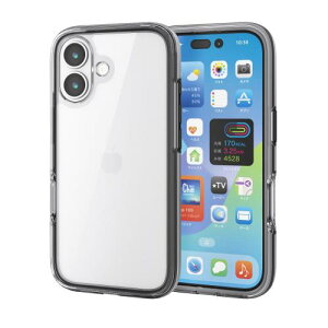 �G���R�� iPhone 17 �P�[�X �J�o�[ �S���G�A�[�o�b�O AirShock �ϏՌ� �Ռ��z�� �n�C�u���b�h TPU �J�����ی� �w�ʃ|���J�[�{�l�[�g �y�ʐ݌v PM-A25AHVAIR2BK �u���b�N / �N���A PM-A25AHVAIR2CR