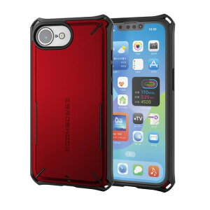 �G���R�� iPhone 17e/16e �P�[�X �ϏՌ� �Ռ��z�� ZEROSHOCK ���C�����X�[�d�Ή� �����Y�ی�J�o�[ �X�g���b�v�z�[���t�� PM-A25SZEROSPRD ���b�h / �u���b�N / �u���b�N(�w�ʃN���A) 4�p�_���p�[ MagSafe