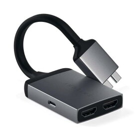 SATECHI アルミ製 Type-C デュアルディスプレー HDMIアダプター 6.7cm 4K 60Hz USB-C 60w充電対応変換器 - M2/M1 MacBook Pro/Air用 ()