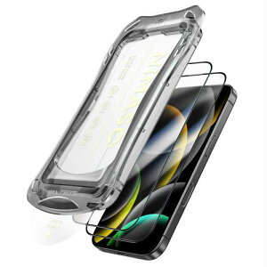 NIMASO �K���X�t�B���� iPhone 17e/iPhone 16e/ iPhone 14 /iPhone 13/iPhone 13 Pro�p �����K���X �S�ʕی� �������� �������o �ی�t�B���� ���ȒP�\��t�� �ϏՌ� �w��h�~ �K�C�h�g�t�� 2���Z�b�g �A�C�t�H