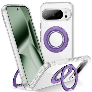 Jajaful �K�p Google Pixel 10/10 Pro �P�[�X Magsafe�Ή� 360°��]�X�^���h ���C�����X�[�d�Ή� �V���o�[ / �s���N / �u���[ / �O���[ / �p�[�v�� �P�[�XMagsafe�Ή�