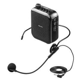 2個セット/10個セット/24個セット サンワダイレクト ポータブル拡声器 ハンズフリー 拡声器 10W 小型 軽量185g 音楽再生可能 充電式 400-SP105 ブラック 10個セット 24個セット