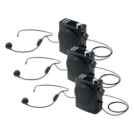 サンワダイレクト ポータブル 拡声器 ハンズフリー ワイヤレス 有線マイク付属 大音量 小型 AUX/USB/microSD対応 400-SP115 ブラック 10W USB充電式 2人同時使用OK 400-SP079