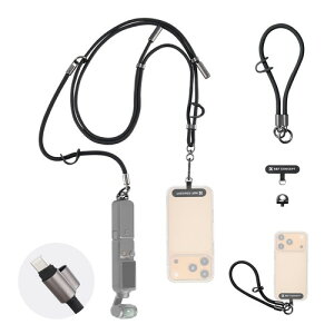 [KF CONCEPT] �l�b�N���X�X�g���b�v Osmo Pocket3�p �X�}�z�p �[�d�P�[�u������ �u���b�N �[�d�P�[�u������