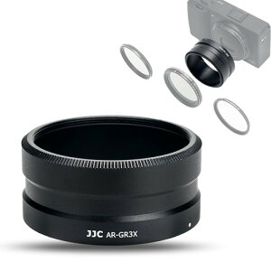 JJC �����Y�A�_�v�^�[ Ricoh GW-4 �e���R���o�[�W���������Y �������Ɏg�p ���R�[ GR HDF �J�����p 49mm �t�B���^�[�𑕒��\ �݊� GA-3 IV GR4 Monochrome GA-2 GT-2 IIIx GRIIIx GR3x GA-1
