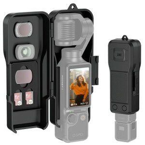 JJC DJI Osmo Pocket 4 / 3 ��p �J�o�[�P�[�X �n�[�h�V�F�� �t���b�v�P�[�X �t�B���^�[3�� Micro SD 2�� ���[�\ �h�o �Ϗ��� �����h�~ �X�g���b�v���t�� 3�Ή� �A�N�Z�T���[ �� �O���[ 2��Micro