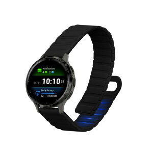 kwmobile �����o���h Garmin Venu 2S/3S/4S/265S / vivoactive Forerunner 255S�Ή� �x���g - �V���R���o���h �}�O�l�b�g �\�t�g �ϋv�� �A���e�B�[�N�s���N/ �A���e�B�[�N�s���N / ���C�g�u���[ / �u���b�N