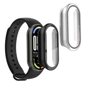 kwmobile 2x �P�[�X Xiaomi Mi Band 10 / Smart Band 10�Ή� �J�o�[ - �t���{�f�B �K���X �ϏՌ� �����^ ���F/�V���o�[
