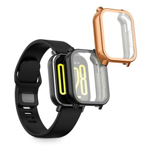 kwmobile 2x �P�[�X Xiaomi Redmi Watch 5 Active�Ή� �J�o�[ - �t���J�o�[ �V���R�� �ϏՌ� �S�̕ی� ���F/�s���N�S�[���h ���F / �s���N�S�[���h