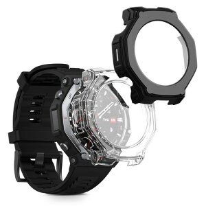 kwmobile 2x �P�[�X Amazfit T-Rex3 Pro 48mm�Ή� �J�o�[ - �t���{�f�B �K���X �ϏՌ� �����^ ����/���F