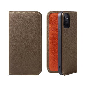 HANATORA for iPhone 12 12Pro �P�[�X �蒠�^ ���U�[ �g�[�v + �I�����W PH-12Pro-Taupe-OG iPhone12/iPhone12Pro