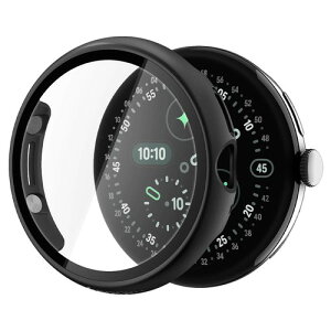 Spigen Pixel Watch 5/4 45mm �P�[�X �K���X�t�� PC+�K���X ��̌^ �V���E�t�B�b�g360 (�u���b�N)