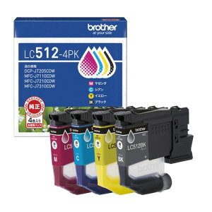 �u���U�[���� �C���N�J�[�g���b�W �Ή��@�� MFC-J7110CDW MFC-J7210CDW MFC-J7310CDW DCP-J7205CDW LC512-4PK 4�F�p�b�N / �u���b�N / �V�A�� / �}�[���^ / �C�G���[ LC512BK LC512M LC512Y LC512C