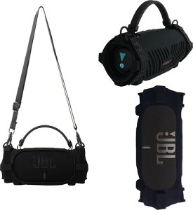 For JBL Charge 6 Bluetooth �|�[�^�u���X�s�[�J�[ �p �P�[�X �J�o�[HUKWIMO�V���R���P�[�X + �V�����_�[�X�g���b�v �L�Y�h�~ �ϏՌ� �y�� �_��݌v �g�ѕ֗� ���G��D��(�u���b�N)