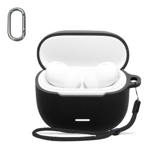 For Redmi Buds 8 Lite �P�[�X �J�o�[ HUKWIMO �J���r�i�t��+�X�g���b�v�t�� �ϏՌ� �h�� �h�o �����[�d�\ �S�ʕی� �L�Y�h�~ Redmi Buds 8 Lite �Ή� [�u���b�N ��]