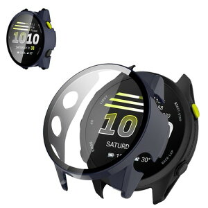For Garmin Forerunner 70 �P�[�X �t�B����+PC�t���[�� ��̌^ �ی�J�o�[ �K���X�t�B���� ��̌^ �h�� �h�oHUKWIMO 3D�S�ʕی� �w��h�~ HD�����ߗ� ���ɋ��� �C�A�[�� �ɔ� �������� ���˒ጸ (�C���N