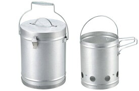 キャプテンスタッグ(CAPTAIN STAG) 火起こし 火消し 大型 火消し壺 火起こし器 セット UY-7023 シルバー 外径190×高さ240mm 単品